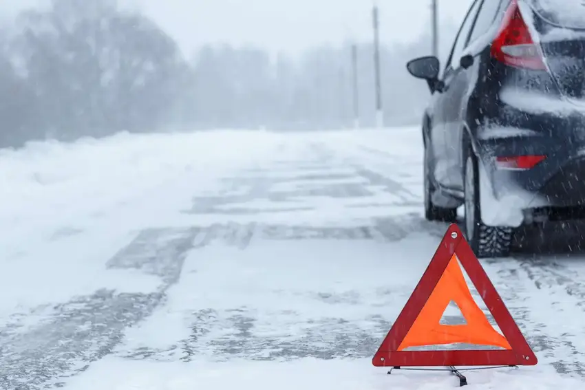 Vintervejr Advarselstrekant Snevejr