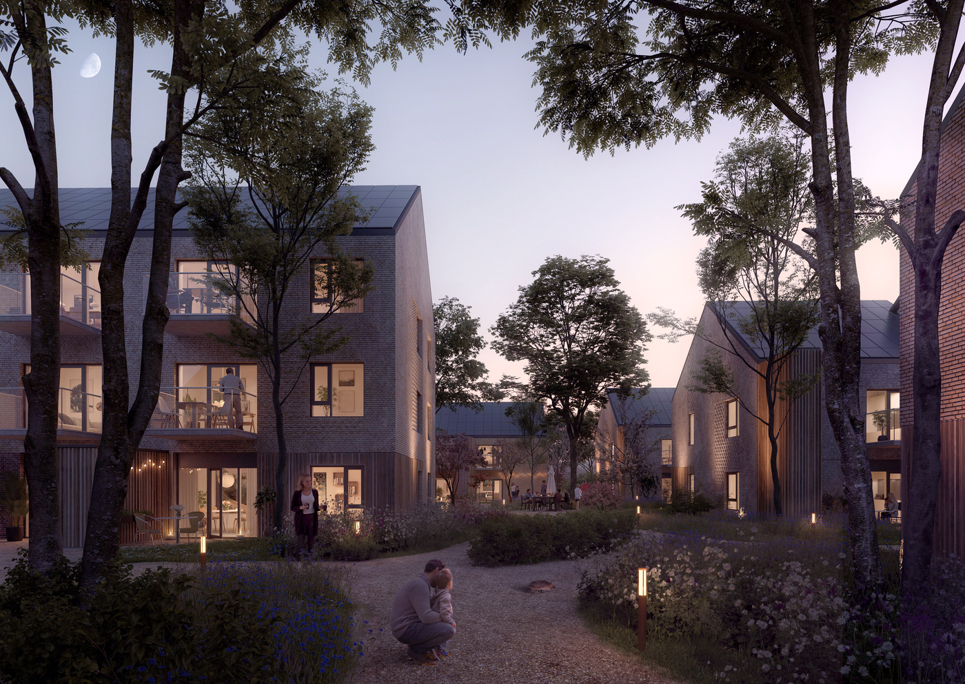 Illustration mellem bygninger