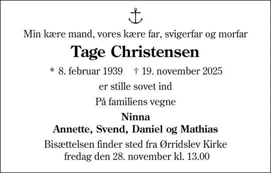 Dødsannonce Tage Christensen