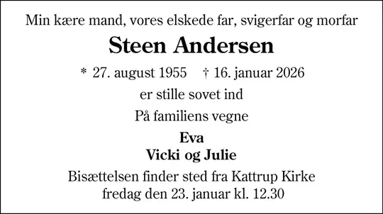 Dødsannonce Steen Andersen