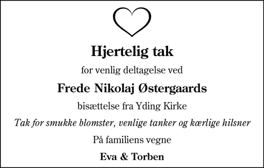 Dødsannonce Frede Nikolaj Østergaard