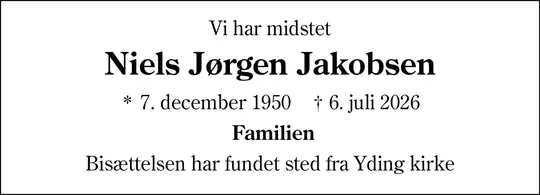 Dødsannonce Niels Jørgen Jakobsen