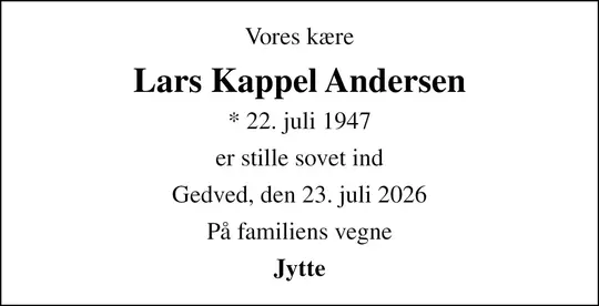 Dødsannonce Lars Kappel Andersen