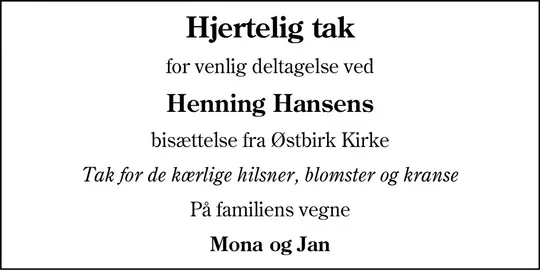 Takkeannonce Henning Hansen