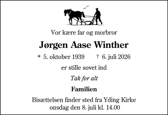 Dødsannonce Jørgen Aase Winther