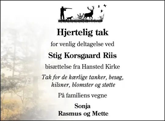 Takkeannonce Stig Korsgaard Riis