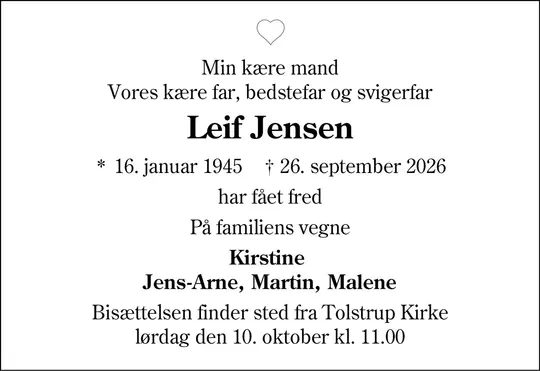 Dødsannonce Leif Orla Jensen