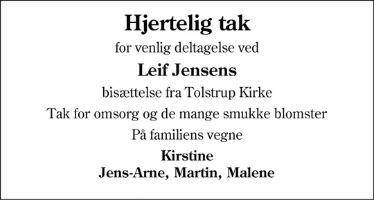 Takkeannonce Leif Orla Jensen