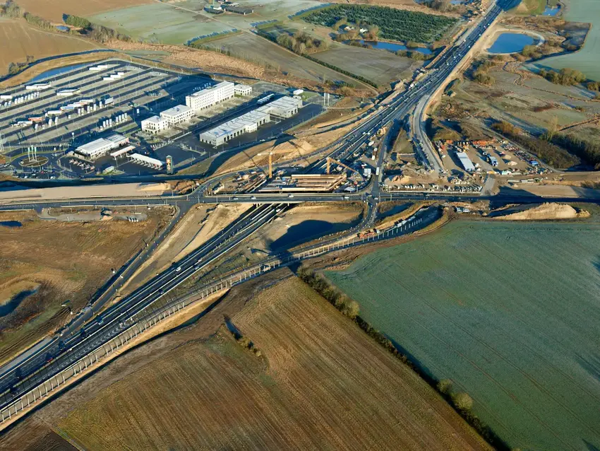 Dronefoto af E45 ved Horsens S