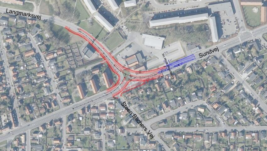 På mandag går ombygningen af krydset ved Sundvej og Langmarksvej i gang