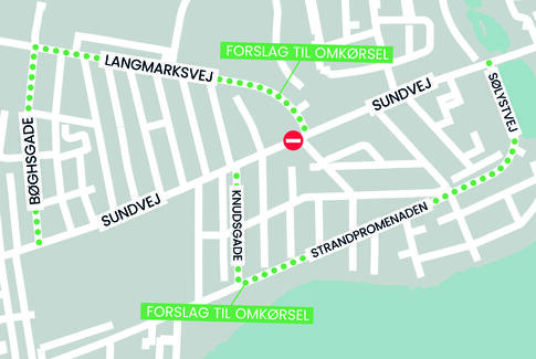Sundvej bliver spærret ved krydset ved Langmarksvej