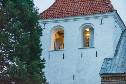 Julen blev blæst ind fra tårnets top