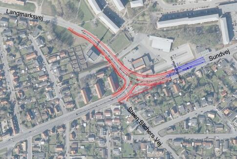 På mandag går ombygningen af krydset ved Sundvej og Langmarksvej i gang